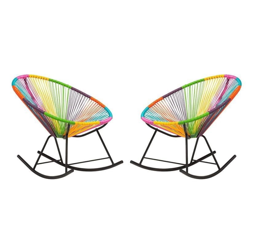 Costa Rocker Lounge Chair in Multicolour, Wire Lounge Chair, Plastic Lounge Chair, Beach Lounge Chair, Indoor-Outdoor Lounge Chair, Patio Lounge Chair, Weave,Rattan,Weather resistance, acapulco,Oval L