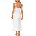 thumbnail image 3 of INSPIRE CHIC Nuisettes en Satin pour Femmes Col en V Douce Chemise de Nuit Robe de Pyjama Détente Longue Robe de Nuit P Blanc, 3 of 6