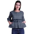 thumbnail image 1 of Moomaya T-Shirt à Col Rond pour Femmes à Manches Évasées, Haut Court en Coton Imprimé, Haut Décontracté, 1 of 4