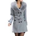thumbnail image 2 of DPTALR Manteau d'Hiver pour Femmes à Revers en Laine Trench Veste à Manches Longues Pardessus Vêtement d'Extérieur, 2 of 5