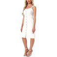 thumbnail image 4 of INSPIRE CHIC Tenue Robe en Denim pour Femme, Boutonnée, Sans Manches, Encolure Cœur, Robe Midi en Jean, Blanc Crème, S, 4 of 6