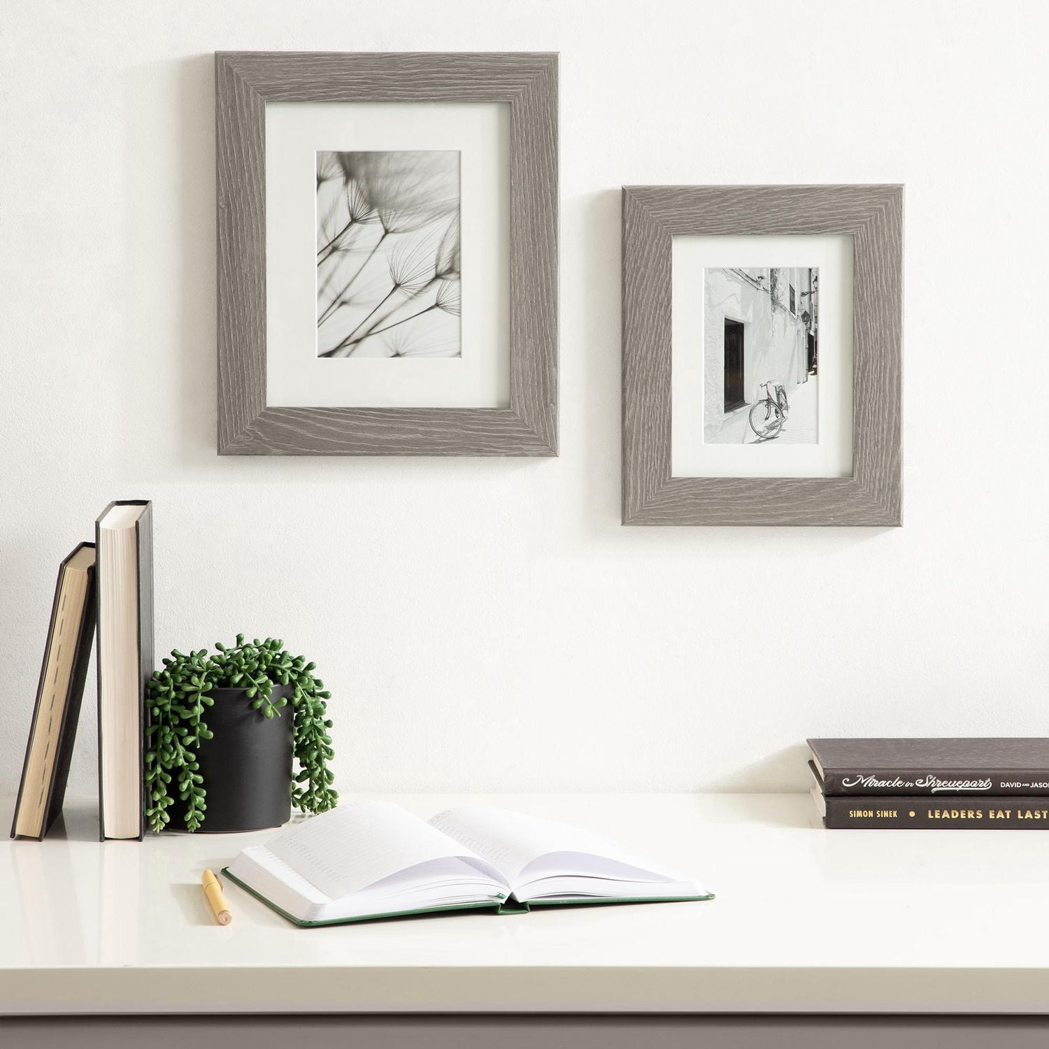 DesignOvation Museum 11" x 14" Matted to 8" 10" Grey Picture Frame