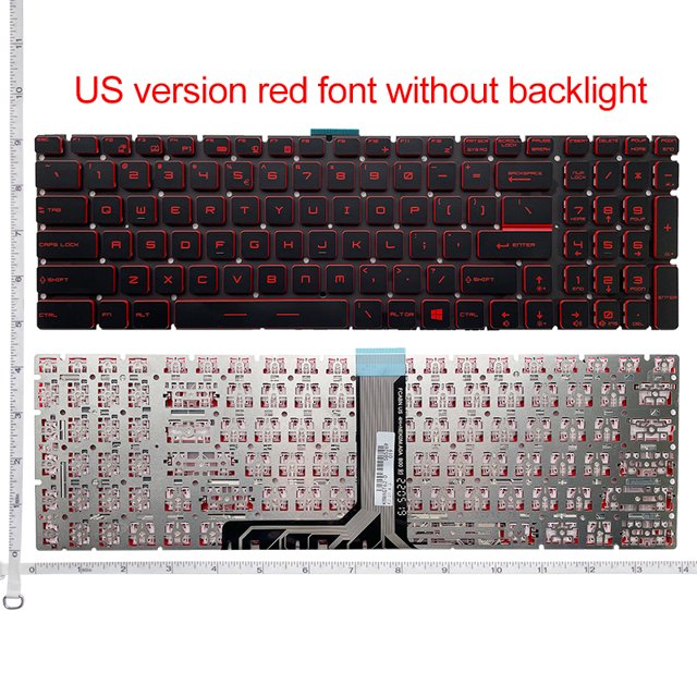Clavier d'Ordinateur Portable Rétroéclairé US/RU/SP/FR pour MSI GT72 GS63 GE72 GL62M CX72 PX60 GE62 GP62 GV62 CR72 GL65 PX60 PE70 PE60 GL65 US Sans Rétroéclairage Rouge