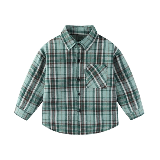 Tranfacy Chemises à Carreaux à Boutons pour Enfants à Manches Longues Col Rabattu Manteau d'Automne et Couche de Base