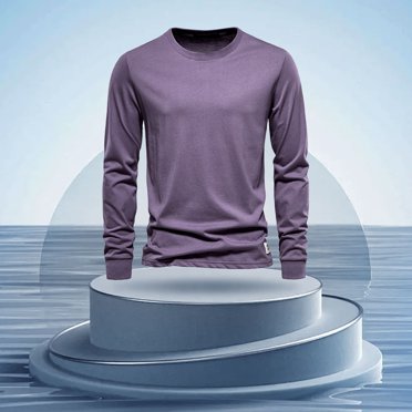 DondPO T-Shirts pour Hommes T-Shirts Décontractés d'Entraînement pour Hommes T-Shirt en Coton de Performance à Manches Longues Col Rond T-Shirt Haut Athlétique Actif Mélange de Coton Dri Power T-Shirts à Manches Longues Henley Hauts pour Hommes Violet 3TG
