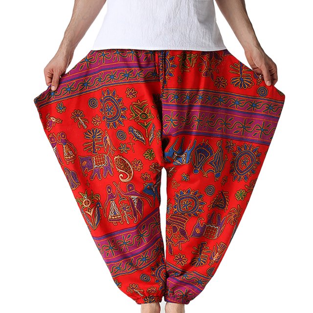 Birdeem Pantalon Décontracté Mode Rétro Imprimé Taille Mi-Haute pour Hommes