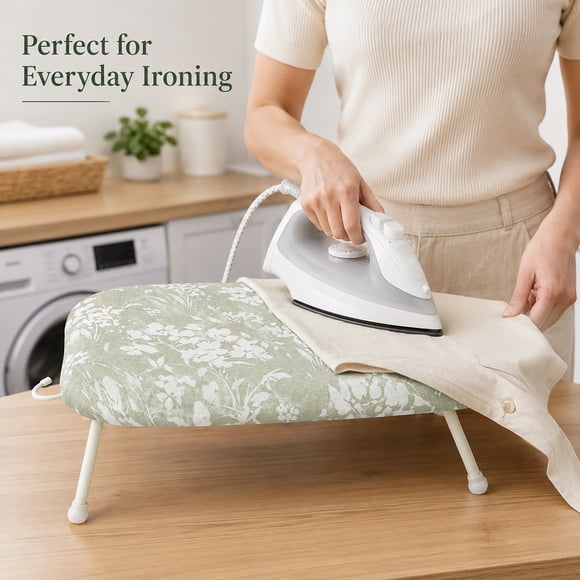 Toytexx Tabletop Ironing Board with Foldable Legs and Hanging Hook, Compact Mini Ironing Board with Padded Surface, 60 x 36 x 19 cm, for Small Spaces, Dorms, and Quick Garment Touch-Ups