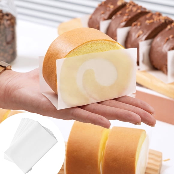 pstuiky Cake Roll Divider Paper 100 Sheets Dessert Baking Wrapping Paper for Roll Special Edges Packaging Tray Oil Proof Non Stick Silicone Baking Paper for Cake Rolling Kitchen Baking Supplies