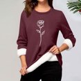 thumbnail image 1 of Heisall Chemises de Base pour Femmes Automne Hiver Imprimé Floral Col Rond Manches Longues Épaissies Polaire Teddy Shearling Chaud Ajusté Hauts Thermiques pour Usage Quotidien par Temps Froid, 1 of 3