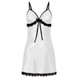thumbnail image 1 of Robe de Nuit en Satin de Soie et Dentelle pour Femmes, Sans Manches, Col en V, 1 of 1