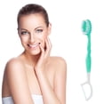 thumbnail image 1 of Travel 5-in-1 Toothbrush with Paste Toothpick & Tongue Scraper Portable Disposable No Rinsing Needed Mint Freshness for Travel & 10PCS, 1 of 4