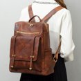 thumbnail image 2 of Becaristey Waterproof Womens Backpack With Stitched Texture PU Fabric For Fashionable Ladies And Has Strong Red, 2 of 6
