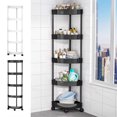 thumbnail image 1 of Cagogo under $5 2Pcs Rolling Storage Cart, 5 Tier Corner Shelf, Bathroom Storage Rack with Wheels, Rolling Kitchen Pantry Organizer, Living Room Snack Storage Shelf, Movable Plastic Storage Rack, 1 of 9