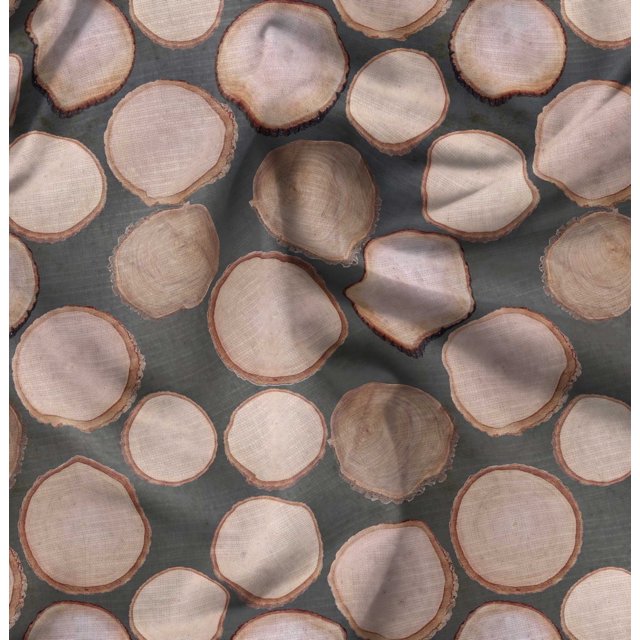 Soimoi Silk Fabric Shells Ocean Print Sewing Fabric Yard 42 Inch Wide
