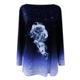 thumbnail image 3 of Fridja Women Fashion Loose O-Neck Printed Long Sleeve Top, 3 of 4