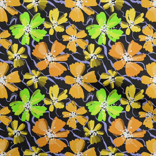 oneOone Velvet Orange Fabric Floral Craft Projects Decor Fabric Printed By The Yard 58 Inch Wide