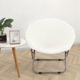 thumbnail image 3 of Housse de Chaise Ronde en Jacquard, Housse de Chaise Lune en Polyester à Haute Extensibilité, Protection pour Meubles de Salon, Lavable, Blanc, Taille, 3 of 8