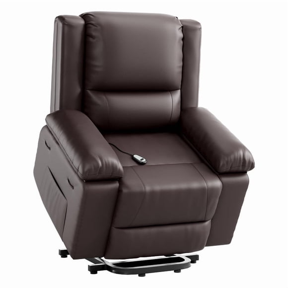 Power Lift Recliner Chair – Oversized Electric Reclining Sofa with Massage & Heat, PU Leather Lift Chair with Side Pocket for Living Room