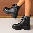 thumbnail image 3 of Mepaouo Women's Combat Ankle Boots Lace up Platform Dress Booties Buckle Rivets Punk Goth Shoes with Zipper, 3 of 9