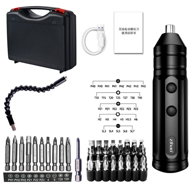 Amdohai Electric Screwdriver Set with Screw Bits Rechargeable Small Household Electric Hand Drill Full-automatic Screwdriver Tool