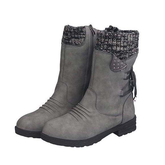 Babysbule Womens Shoes Clearance Boots, Autumn And Winter New Woolen Yarn Snow Boots Back Strap Plus Size Boots Women