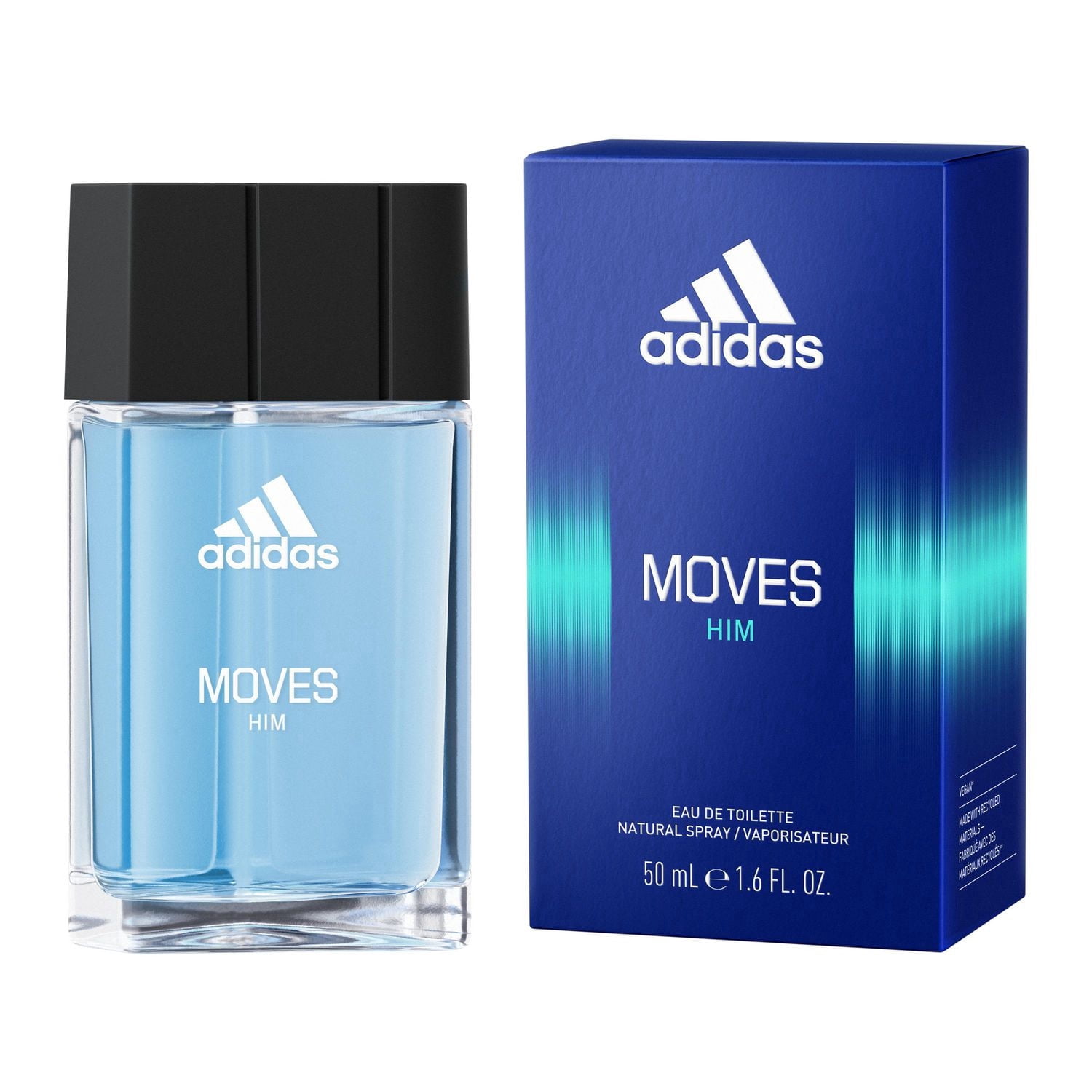 adidas Moves for Him Eau de Toilette pour Homme, Parfum aromatique, Notes de tête : pomme verte, anis, persil italien, menthe poivrée, mandarine et poivre noir, 50ml
