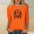 thumbnail image 2 of Dadaria Hauts pour Femmes Chemise Orange Manches 3/4 T-Shirt Col Rond Grande Taille Tee Attrape-Rêves d'Été Blouses 3TG, 2 of 4