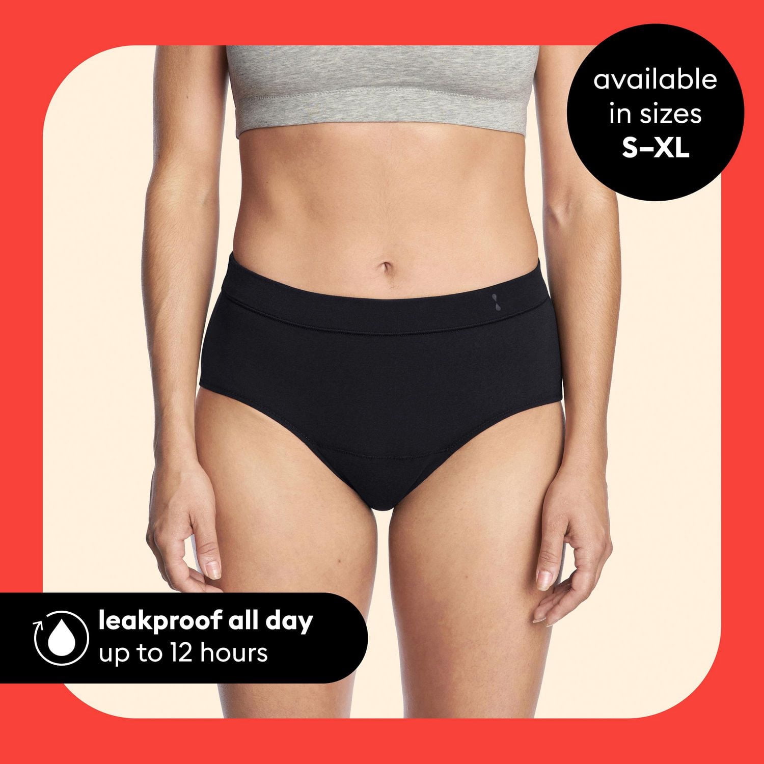 Culotte confortable pour tous les jours Thinx for All Women, sous-vêtement règles contre fuites, taille Petit, noir