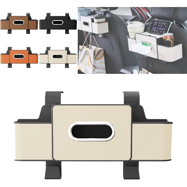 Car Organizers and Storage Box, 4 In 1 Multifunctional Car Organizers and Storage Back Seat for Hold Phone, Drinks, Handbag, Universal Fit for Suv/Sedan (White)