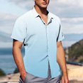 thumbnail image 4 of Pisexur T Shirts for Man , Chemise à Boutons à Manches Courtes pour Homme, Col Rabattu, Imprimé, Mode Décontractée, Bleu Pâle, 3TG, Chemises de Golf pour Hommes et Chemises pour Hommes, 4 of 7