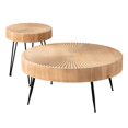 thumbnail image 1 of COZAYH Ensemble de 2 Tables Basses Rondes, Meubles de Salon en Bois, Motif Radial, 1 of 12