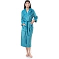 thumbnail image 1 of Sunny Forrest Teal Tranquility Hooded Robe with two front pockets. (CA/US, Alpha, Small, Medium, Regular, Regular, Teal Blue), 1 of 1