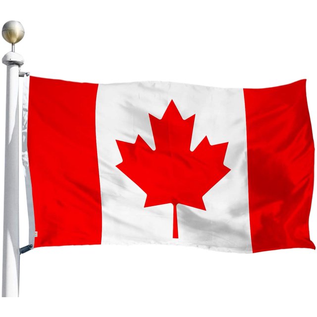 Drapeau du Canada 3 X 5 Pi Décorations Extérieures pour la Fête du Canada, Drapeaux Canadiens Quadruples Cousus, Feuille d'Érable Imprimée 100D Polyester Épais et Oeillets en Laiton CA Drapeau
