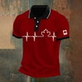 thumbnail image 2 of Polos pour Hommes Adultes à Manches Courtes, T-Shirts à Boutons, Basiques Rouges, Tenue de Plage pour Hommes, 2 of 3