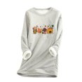 thumbnail image 2 of Hauts d'Automne pour Femmes, Col Rond avec Poche, Épais, en Peluche, Manches Longues, Blouse pour Femmes en Liquidation, 2 of 5