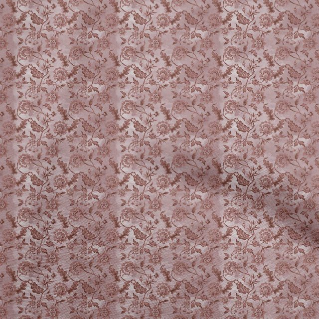 oneOone Popeline de Coton Rose Poussiéreux Tissu Jacobin Floral Tissu pour Robe Tissu Imprimé Tissu au Mètre 42 Pouces de Large