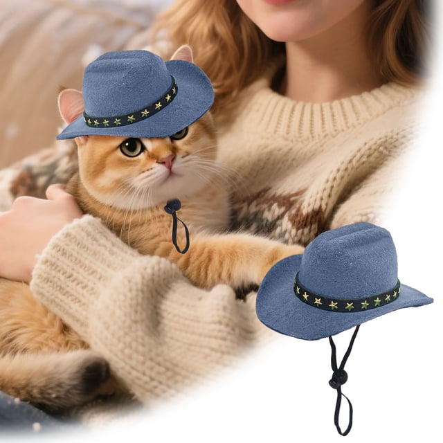 Chapeau de Cowboy pour Chat pour Jeu Intérieur Extérieur - Titre d'Accessoire pour Animal de Compagnie pour Halloween Carnaval Fête Western Jeu de Rôle