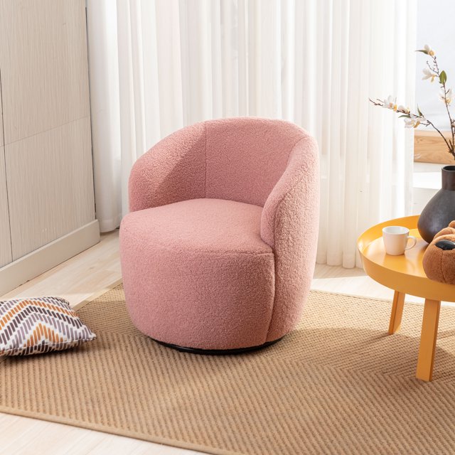 KOSSMAI Fauteuil d'Appoint Pivotant en Tissu Peluche Doux Rembourré pour Salon, Chambre, Bureau