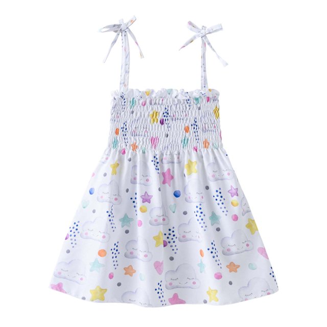 Robe d'Été pour Filles Été Bébé Filles Robe Sans Manches à Bretelles Imprimé Graphique Vêtements pour Enfants