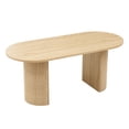 thumbnail image 4 of Table à Manger Ovale en Bois avec Pieds Semi-Circulaires, Grande Table Moderne pour Cuisine et Salle à Manger avec Base à Lattes en Bois pour Style Rustique de Ferme, Salle de Réunion Salle de Réception, Serré (Naturel), 4 of 12