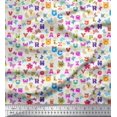 thumbnail image 1 of Soimoi White Rayon Fabric Insect,Sun & Cartoon Alphabets Text Print Fabric by Yard 56 Inch Wide, 1 of 3