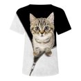thumbnail image 5 of SMihono Hauts pour Femmes Été Décontracté T-Shirts Col Rond Imprimé Animal Manches Courtes Blouse Grande Taille, 5 of 5