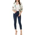 thumbnail image 2 of INSPIRE CHIC Women's Fitted Blazer Notch Lapel Printed Open Front Work Suit Jacket XS White-Flower, 2 of 7