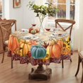 thumbnail image 3 of Round Fall Tablecloth, Fall Round Tablecloth 60 Inch, Autumn Pumpkin Thanksgiving Tablecloth Round, Fall Table Cover Round, 3 of 5
