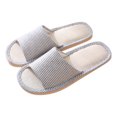 thumbnail image 1 of RKSTN Pantoufles pour Femmes Mode Couple Décontractées en Lin Bout Rond à Rayures Confortables Tongs Décontractées Chaussures d'Intérieur,Pantoufles pour Femmes Intérieur Extérieur, 1 of 3