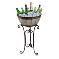 thumbnail image 1 of Galvanized Metal Beverage Cooler Tub with Stand, Brown, 1 of 1