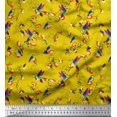 thumbnail image 1 of Soimoi Yellow Cotton Duck Fabric Cage & Humming Bird Print Sewing Fabric Yard 42 Inch Wide, 1 of 5