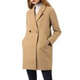 thumbnail image 1 of INSPIRE CHIC Manteau Mi-Long pour Femme à Double Boutonnage, Raglan, à Revers, à Manches Longues, 1 of 6