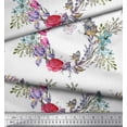 thumbnail image 3 of Soimoi White Polyester Crepe Fabric Insect,Rose & Wreath Flower Print Fabric by Yard 52 Inch Wide, 3 of 3