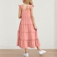 thumbnail image 3 of Diufon Robe Maxi pour Filles Été Décontractée à Manches Cap, Robe Trapèze, Ourlet à Volants, Robe Fluide pour Préados 3-13 Ans, 3 of 9